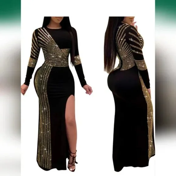 Rhinestone Formal Evening Party Dress XL - Picture 1 of 16